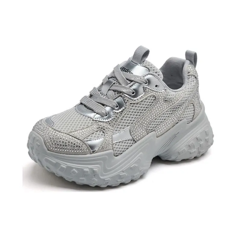 AGSDON Cushioned Slip Resistant Low Top Chunky Sneakers Women's Beige-21