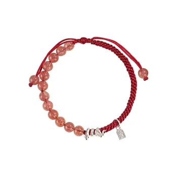 VIVIWELL Strawberry Crystal Woven Hand Rope Unisex
