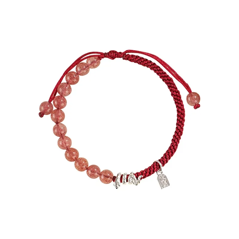 VIVIWELL Strawberry Crystal Woven Hand Rope Unisex-0