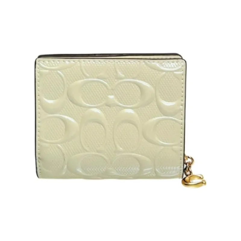 COACH Patent Leather Wallet Women's White-5