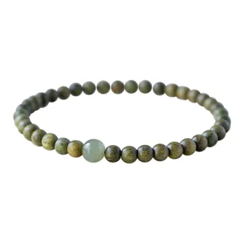 GUMUJIANG Green Sandalwood Beaded Bracelet Buddhist Bead Bracelet Women's