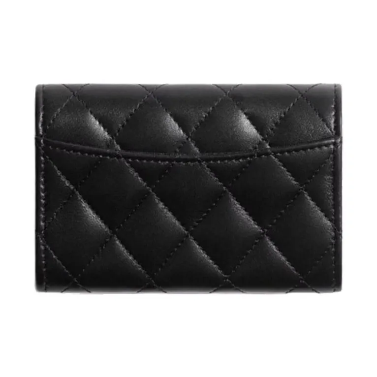 CHANEL Sheepskin Card Holder Women's Dark Gray-1