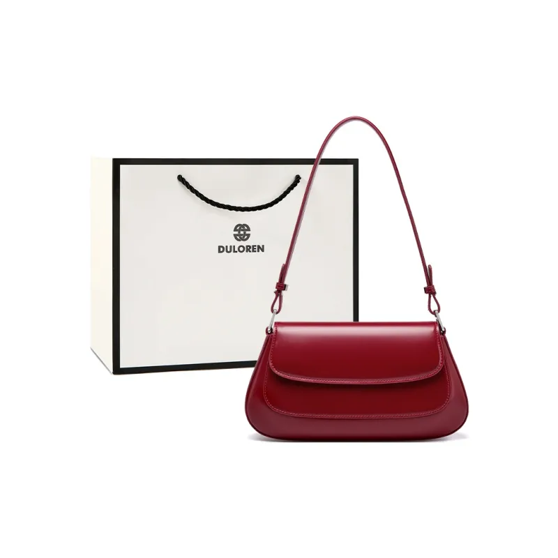 DULOREN Cow Leather Shoulder Bag Women's Black/Burgundy/Brown-6