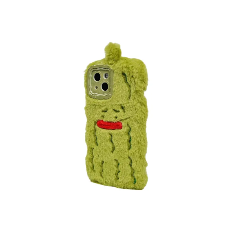 Wei Xin Plush Material Plush Bitter Gourd Phone Cases Compatible With IPhone 16/15 Pro Max/Apple 13/14 Pro Max/12-2