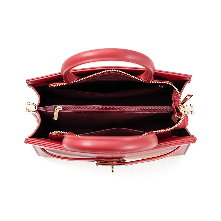 Vigno Synthetic Leather Shoulder Bag Crossbody Bag Handbag Medium Size Women's Red-20