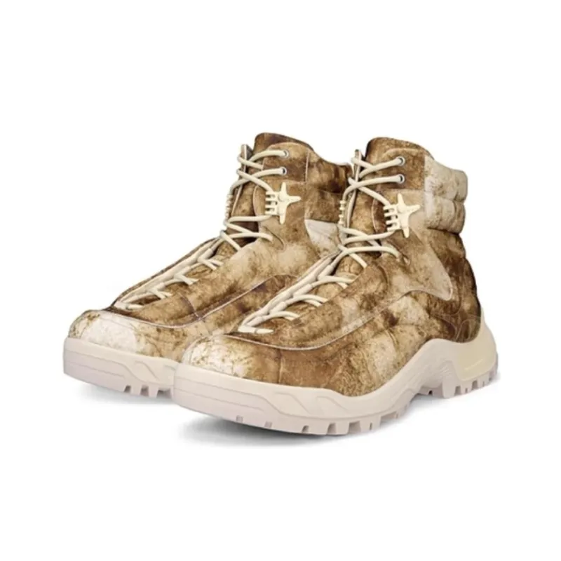 Ecco Shock Absorbers With Slip Resistant And Abrasion Resistant Properties High Top Hiking Shoes Men's Sand-2