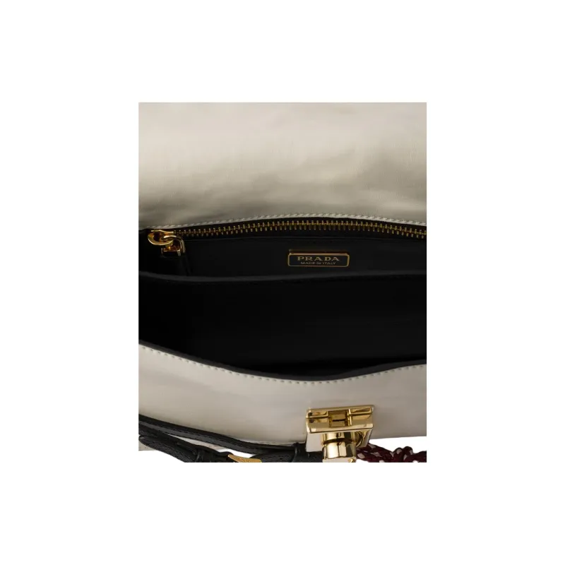 PRADA Leather Crossbody Bag Shoulder Bag Small Size Women's White-4