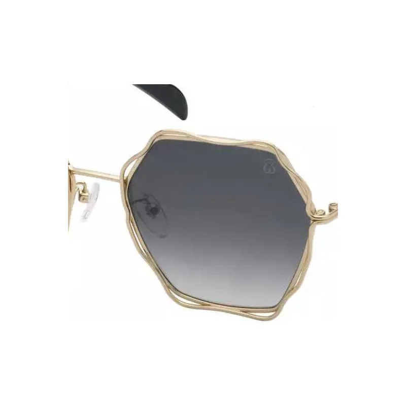 TAOSIXIONG Metal Irregular Shape Sunglasses Women's Gold-2