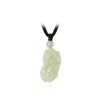 Artisan Lock Heart Jade Hetian Jade Necklaces Pale Greenish White Jade Unisex