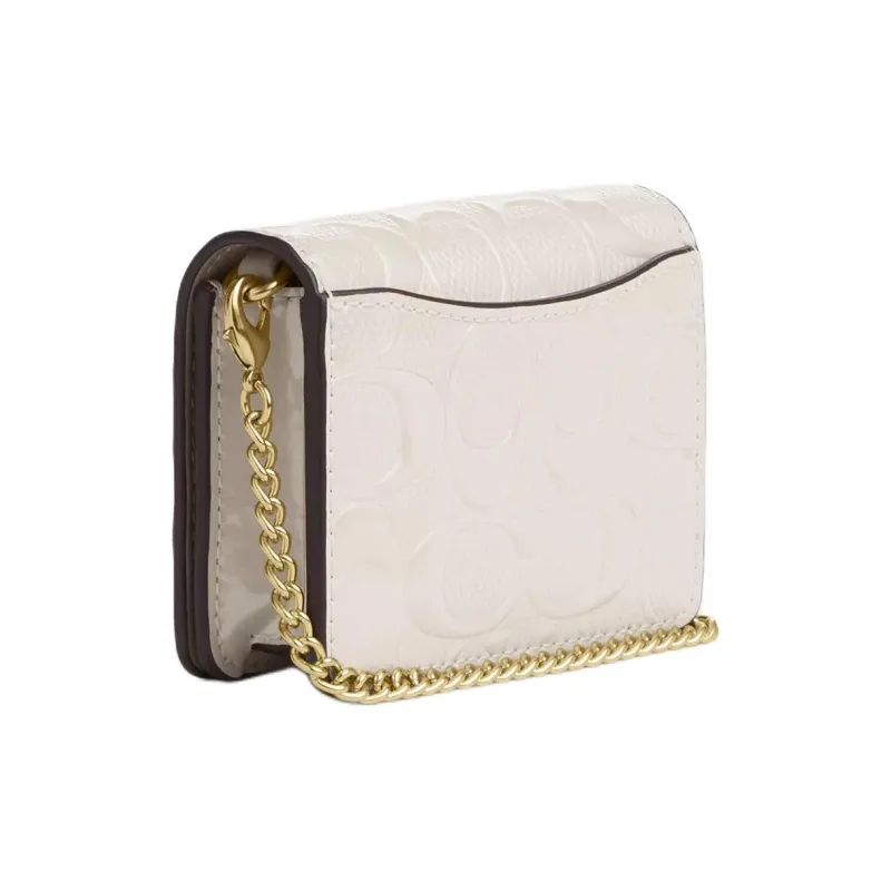 COACH Leather Shoulder Bag, Crossbody Bag Mini Women's Gold & Chalk-1