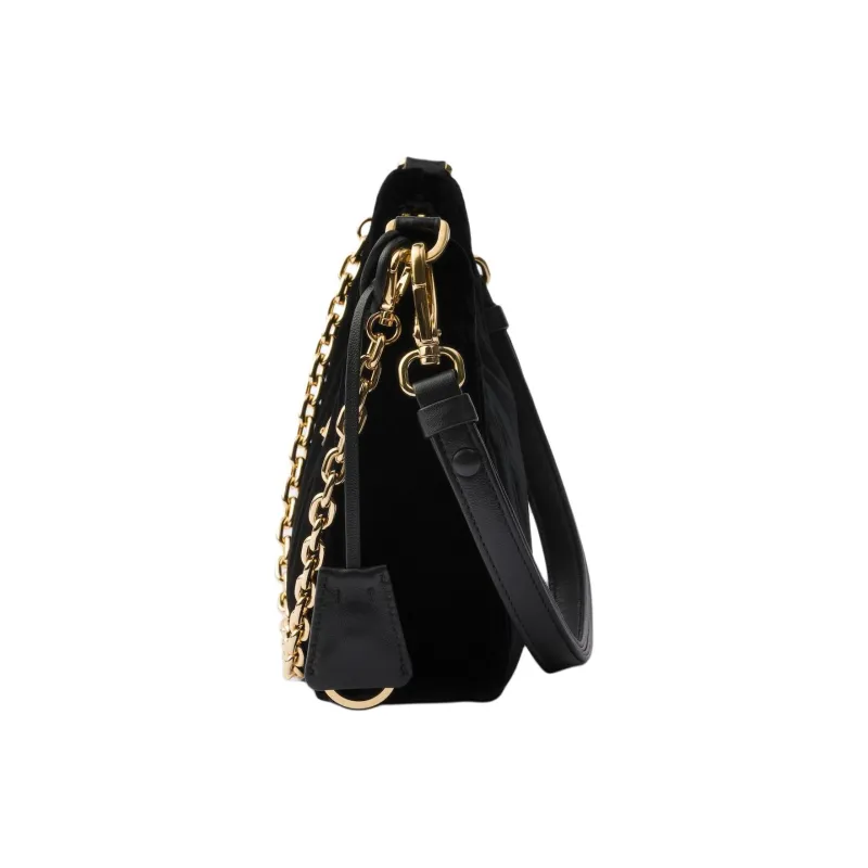 PRADA Velvet Handbag Shoulder Bag Mini Women's Black-2