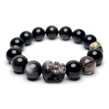 MOUNTAINS AND MANS Obsidian New Chinese Style Good Luck Beaded Bracelet Men's