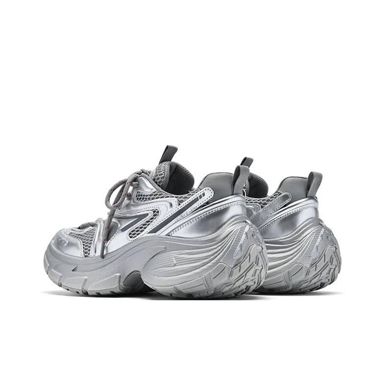 BASIC HOUSE Baijia Good Future Xingji Collection Meteorite Shoes Low-Top Chunky Sneakers Women's Silver-3