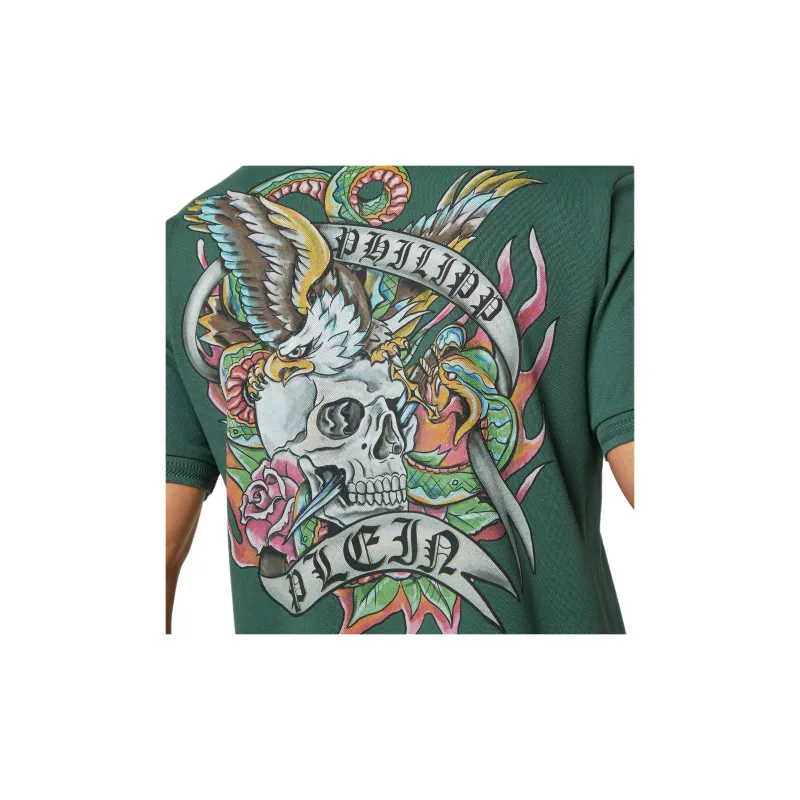 PHILIPP PLEIN Tattoo print Cotton Polo Shirt-4