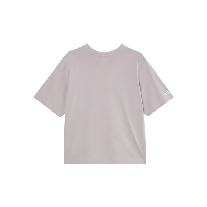 Nike Sportswear Classics Drop Shoulder Sleeve T Shirt Women's Gray Purple-1