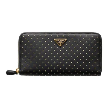 PRADA Leather Wallet Large Size Women's Black
