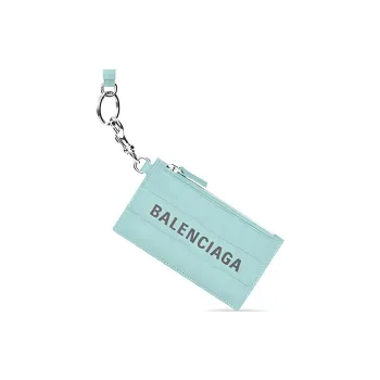 Balenciaga Cow Leather Card Clip Card Holder Women's Mint Green