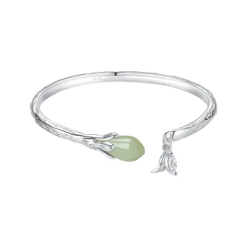 Ascending S999 Fine Silver Bangles Women's Silver White