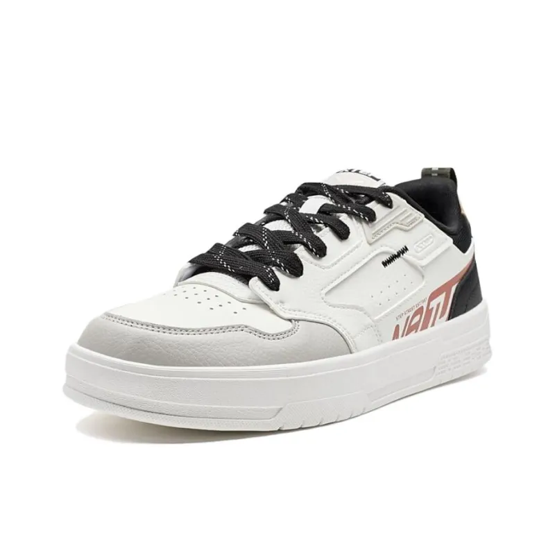 XTEP Anti Slip Wear Resistant Low Top Skateboard Shoes Men's White Gray Black-1