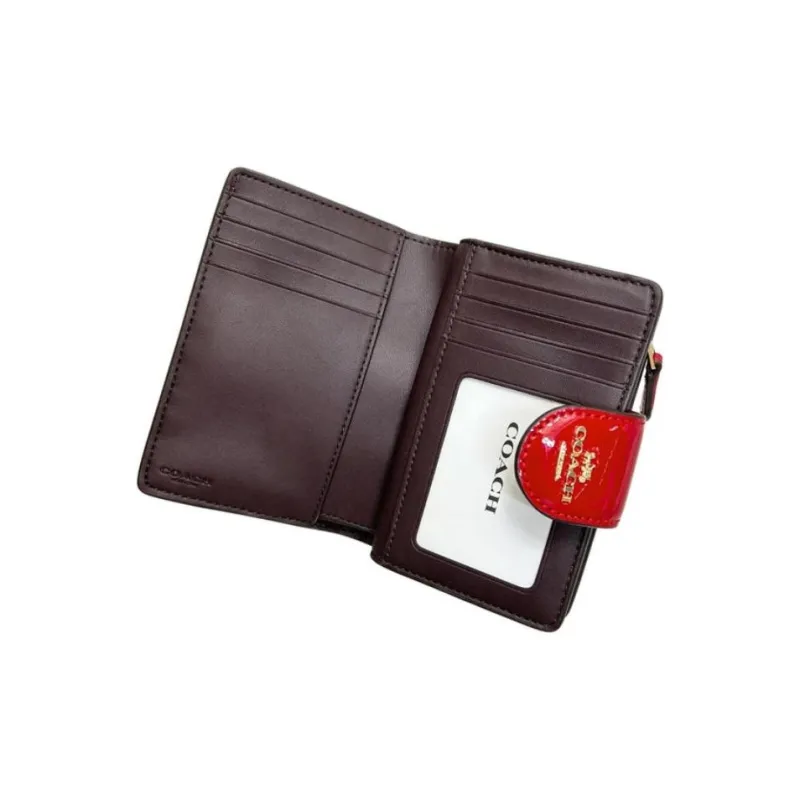 COACH Patent Leather Wallet Medium Size Women's Red-3