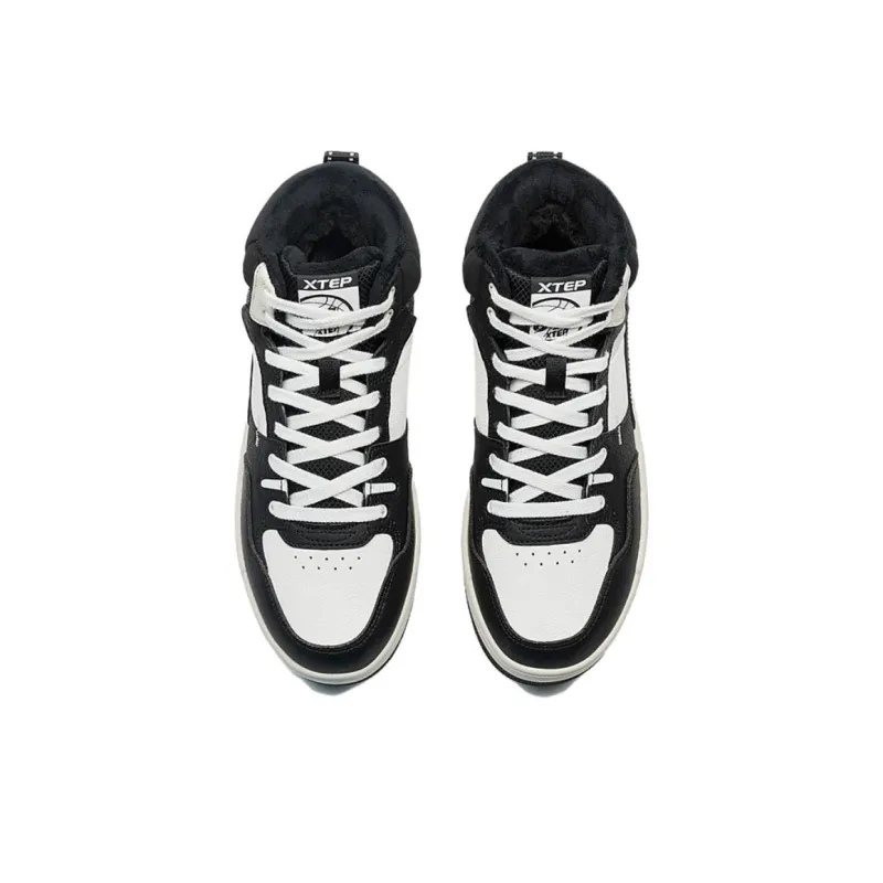 XTEP Wade Fission Thermal Slip Resistant Mid Top Skateboard Shoes Women's Black White-3