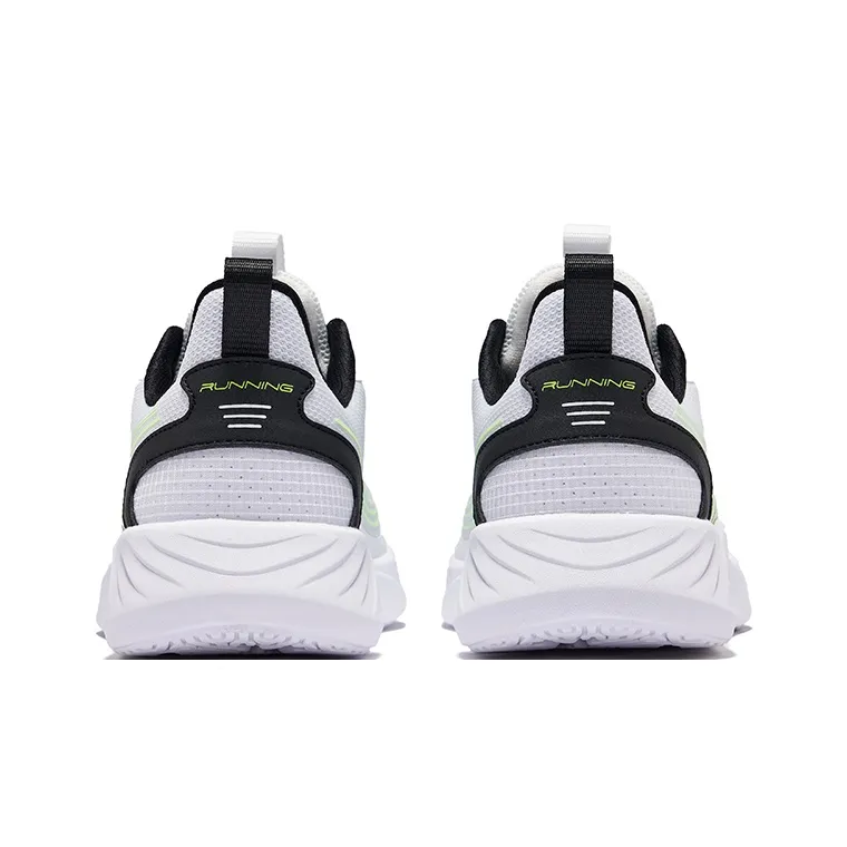 Erke Cushioning Rebound Low-Top Running Shoes Men's Uke White Cyan Apple Green-4