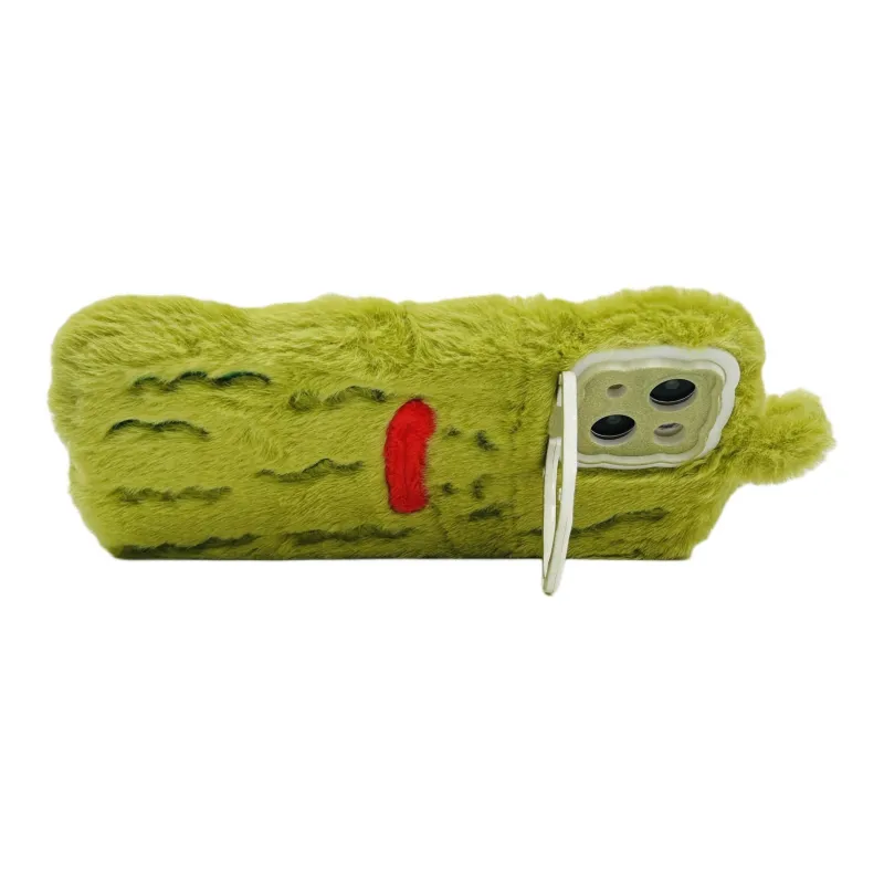Wei Xin Plush Material Plush Bitter Gourd Phone Cases Compatible With IPhone 16/15 Pro Max/Apple 13/14 Pro Max/12-3