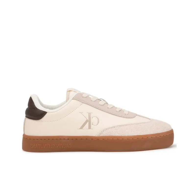 CALVIN KLEIN Low Top Skateboard Shoes Men's Milk White/Cocoa Brown-2