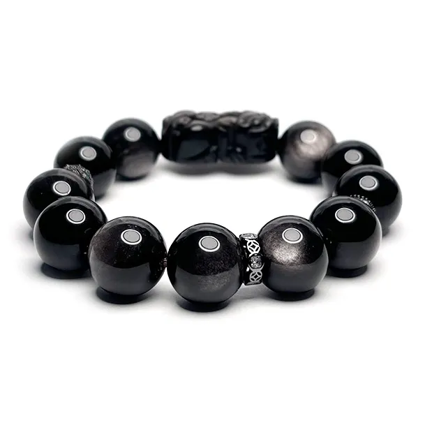 MOUNTAINS AND MANS Obsidian New Chinese Style Good Luck Beaded Bracelet Men's-2