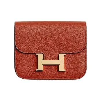 HERMES Constance Slim Evercolor Calfskin Wallets Card Holders Fanny Pack Women's 36 Brick Red