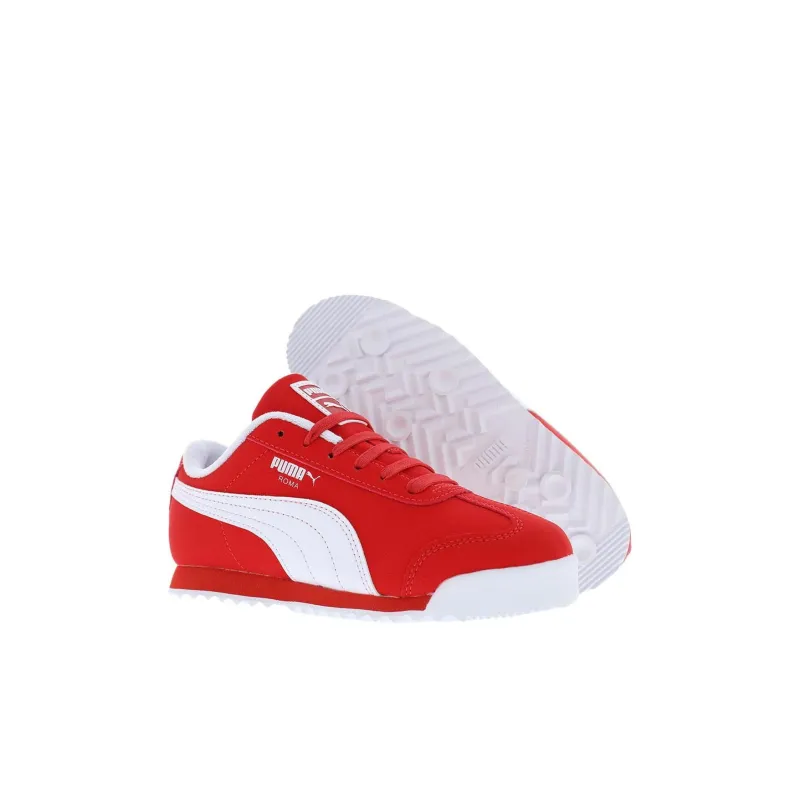 PUMA Roma Anti-Slip Wear-Resistant Low-Top Kids Lifestyle Shoes Red White Children Aged 3-7 Years Old-3