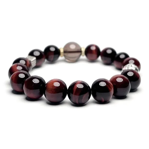 MOUNTAINS AND MANS Tiger's Eye Stone New Chinese Style Good Luck Beaded Bracelet Men's-2