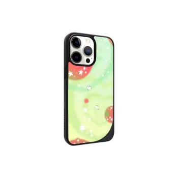 LANWK Glass Material Mint Stars Phone Case Compatible With Apple IPhone 14/15/16/Pro/Pro Max