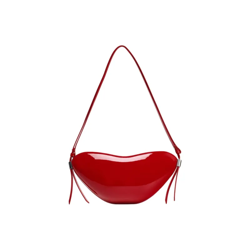 ZARA Polyurethane Fiber Handbag Shoulder Bag Women's Red-0