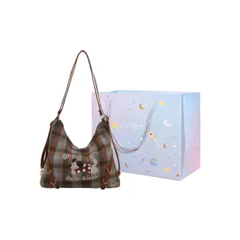 GOX Canvas Bag Underarm Backpack Crossbody Bag, Shoulder Bag Women's Blue/Brown