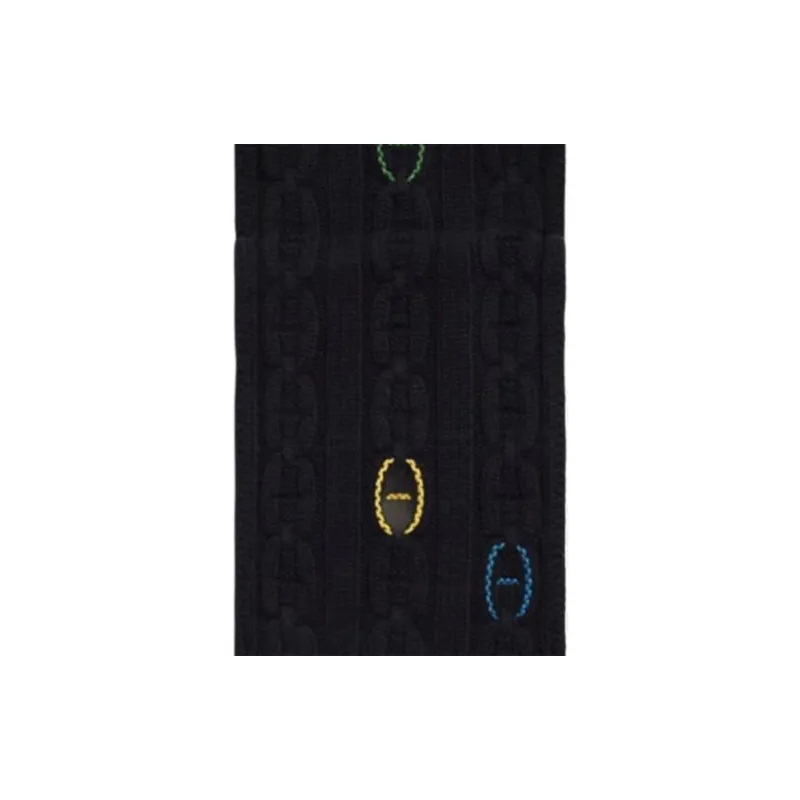 HERMES Cashmere Knit Scarves Men's Black-1