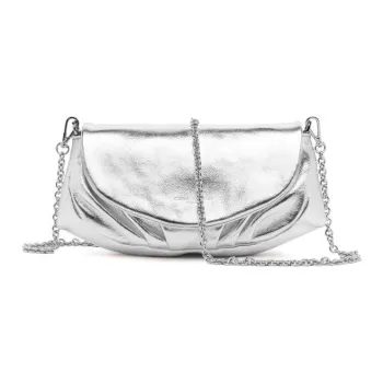 GIANNI CHIARINI Leather Handbag Shoulder Bag Women's Silver