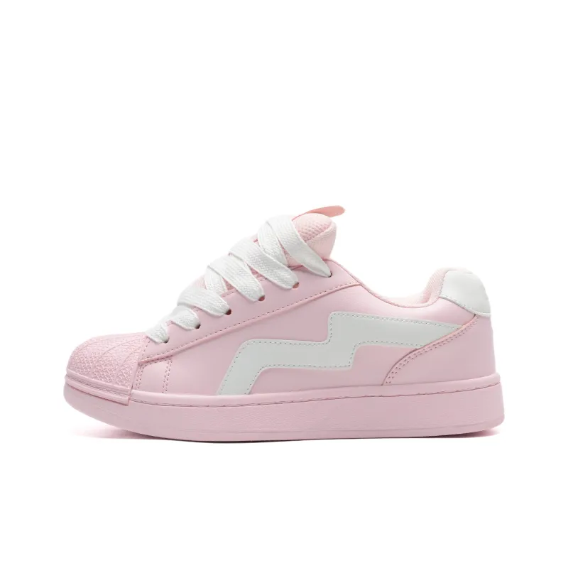 7 SEVFUN Slip Resistant Low Top Skateboard Shoes Unisex Pink White-1