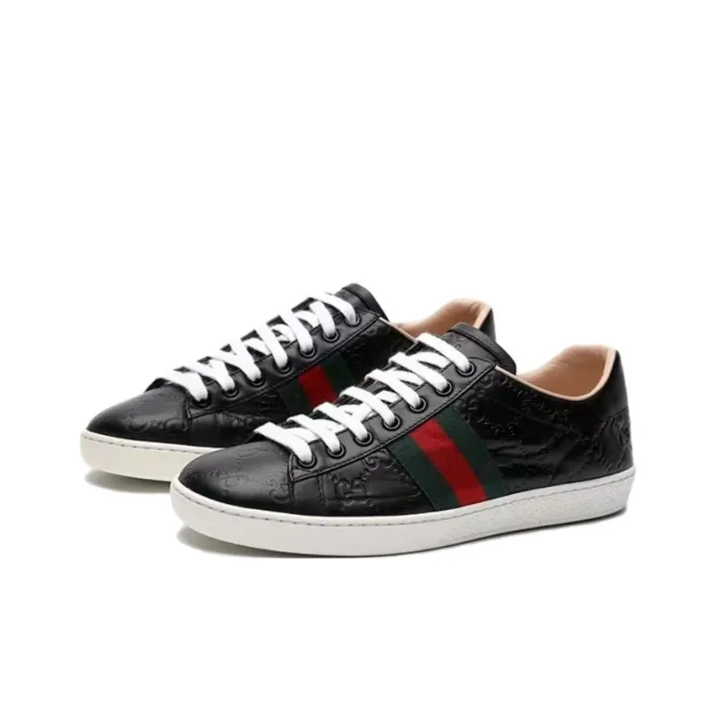 GUCCI ACE Low Top Skateboard Shoes Women's Black-2