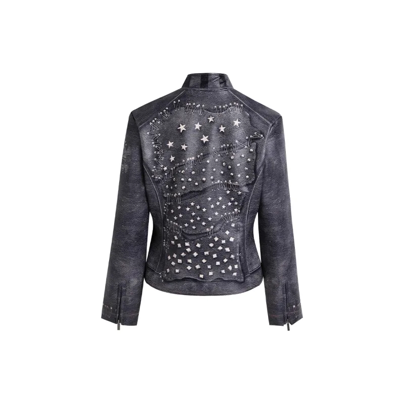 DND4DES Leather Jacket Women's Purple-1