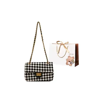 ERANGBEAR Fabric Shoulder Bag Women's Black Diamond Pattern/Coffee Diamond Pattern/Black Houndstooth/Coffee Houndstooth