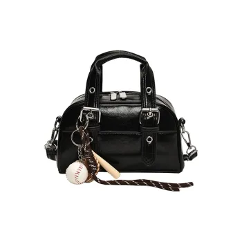 Morellybear PU Bowling Bag Handbag Crossbody Bag Regular Women's Black/Coffee/Brown/Red