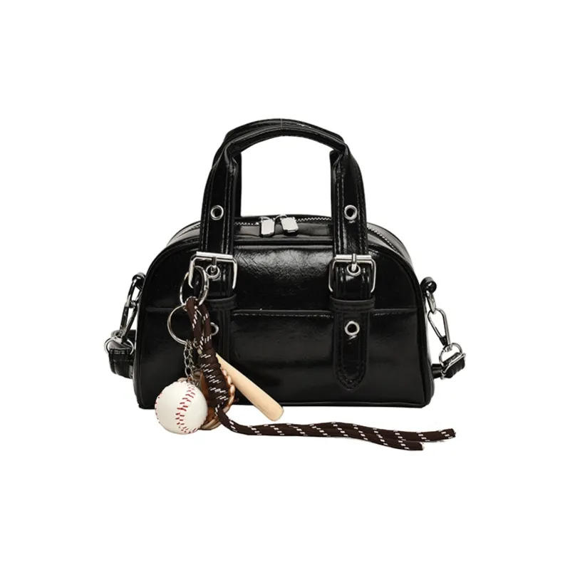 Morellybear PU Bowling Bag Handbag Crossbody Bag Regular Women's Black/Coffee/Brown/Red-0