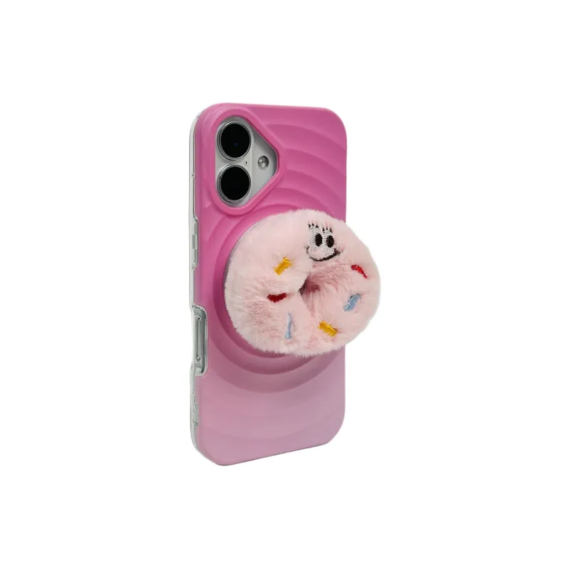 Wei Xin Acrylic Material Pink Donut Magnetic Stand Phone Cases Compatible With IPhone 16/15 Pro Max/Apple 13/14 Pro/Max-1