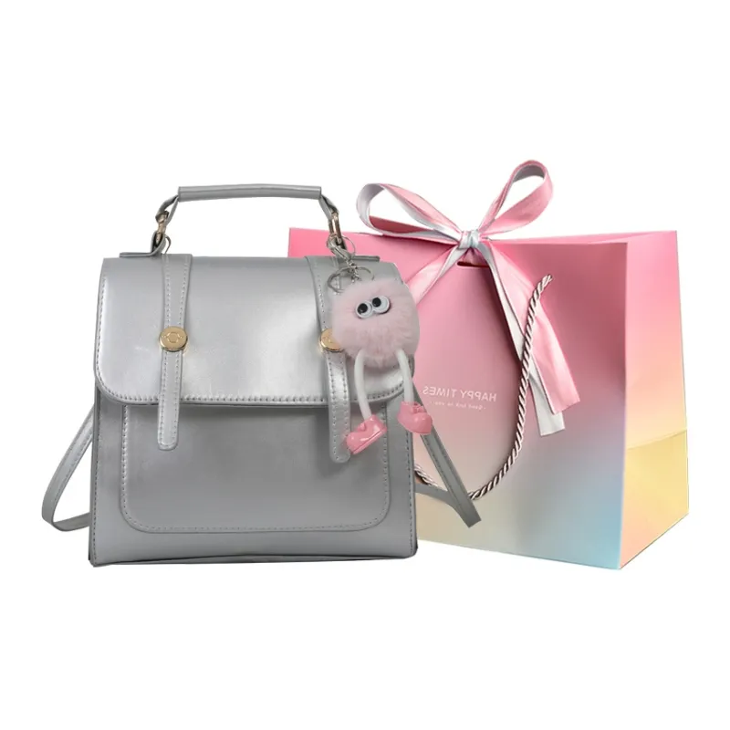 Aini Rabbit PU Backpack Regular Women's Black/Silver/Coffee-5