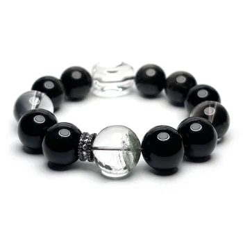 MOUNTAINS AND MANS Obsidian New Chinese Style Good Luck Beaded Bracelet Men's
