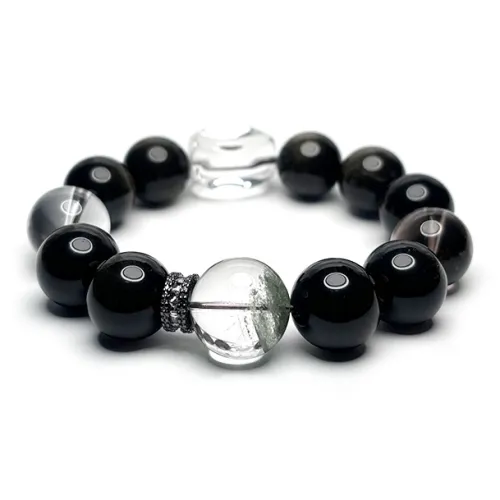 MOUNTAINS AND MANS Obsidian New Chinese Style Good Luck Beaded Bracelet Men's