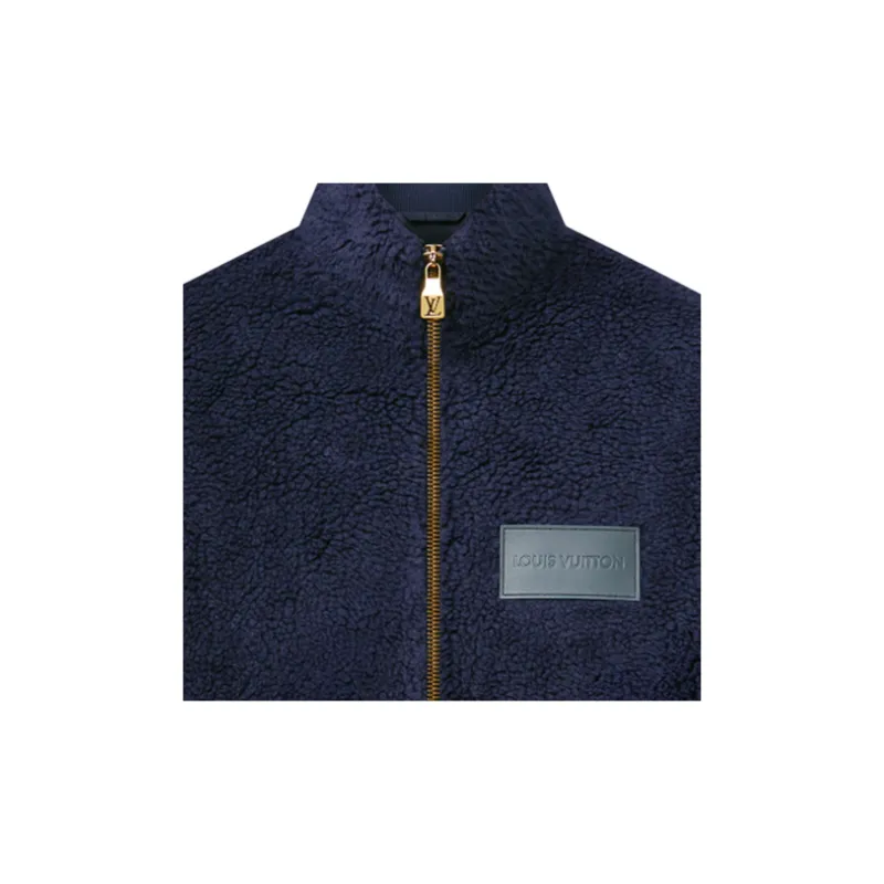 LOUIS VUITTON 1AHUGS Leather Patch Fleece Blouson-3