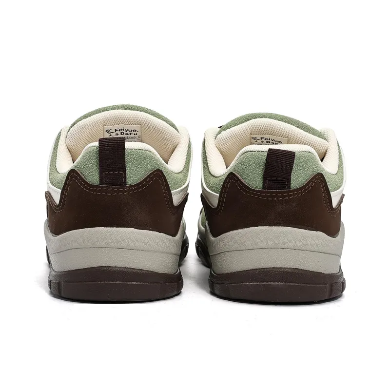 Dafu Leaps Forward Coverage Anti Slip And Wear Resistant Low Top Skateboard Shoes Women's Beige Green-8