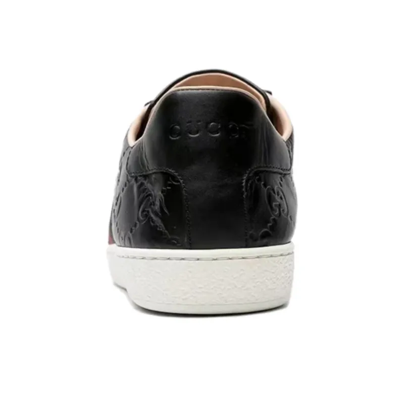 GUCCI ACE Low Top Skateboard Shoes Women's Black-4